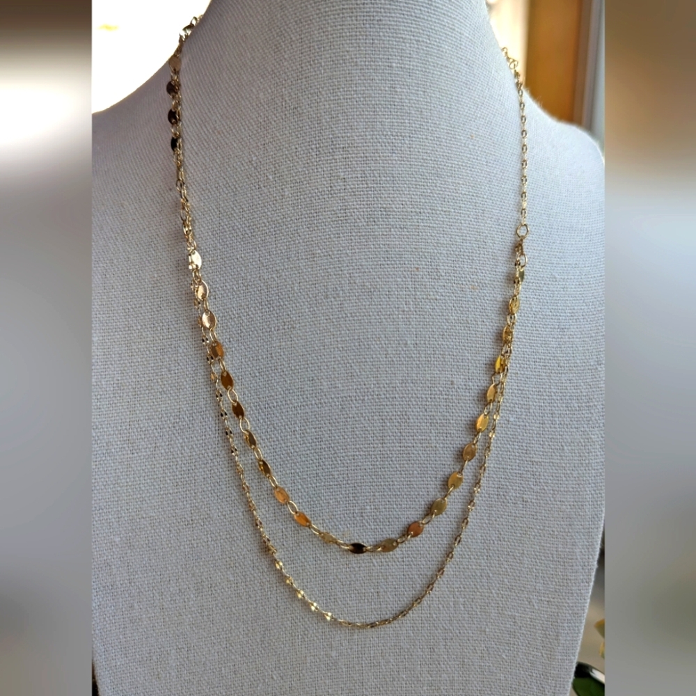 Lulu's Gold Tone Double Strand Necklace 16-18" - Picture 3 of 7